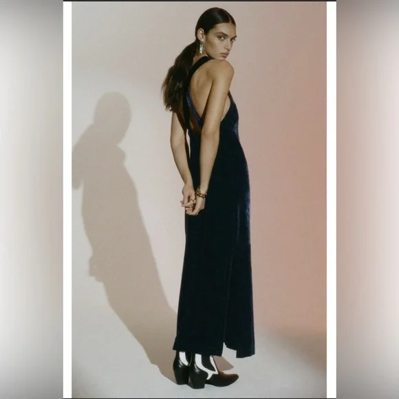NWT Anthropology Velvet Halter Maxi Dress - Picture 4 of 10